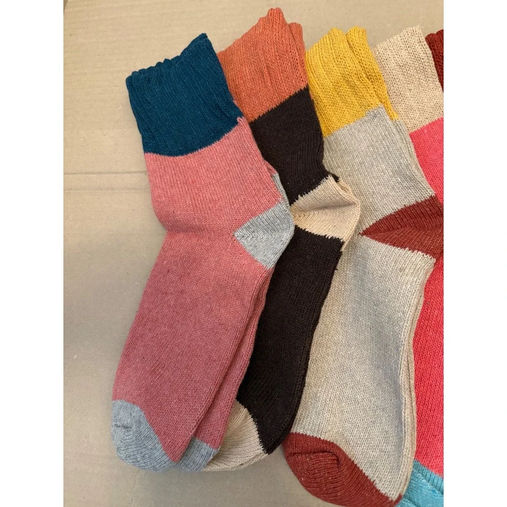 10 pack Multi Colorblock Wool Blend‎ Crew Socks Cozy Knit Warm Winter Boot Socks